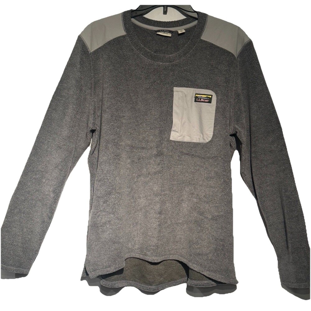 LL Bean Tumble Fleece Sherpa Crew Pullover Top Women's XL Cozy Sweatshirt Gray